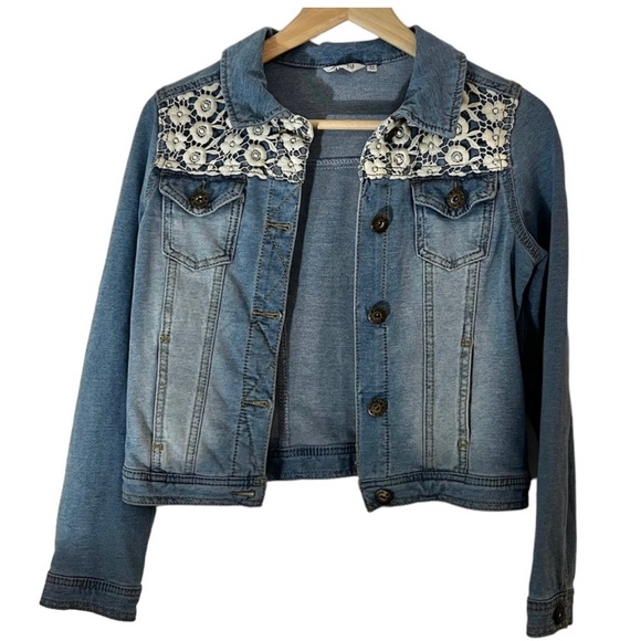 SOLD- Mudd Denim Jean Jacket Blue Long Sleeve Girls Size 14 - Picture 5 of 7